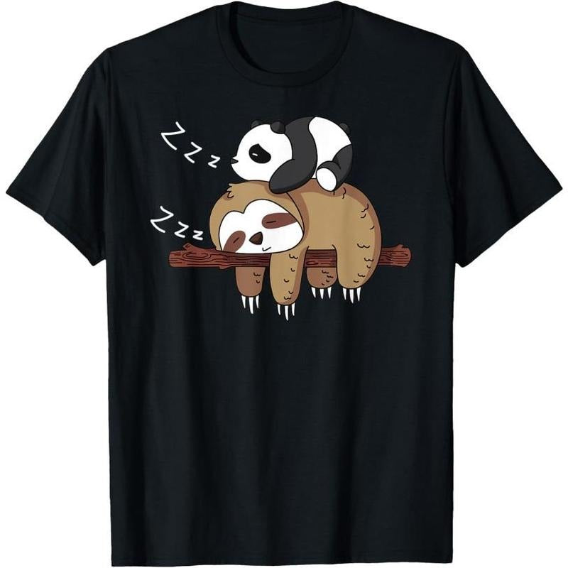 Cute panda sleeping on sloth design sloth T-Shirt Made in USA Hoodie, Sweatshirt | UrbanDripWear.com