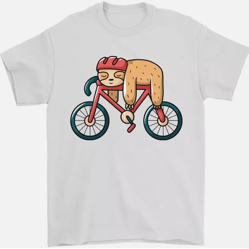 Cycling Sleeping Sloth Bicycle Cyclist Mens T-Shirt 100% Cotton Hoodie, Sweatshirt | UrbanDripWear.com