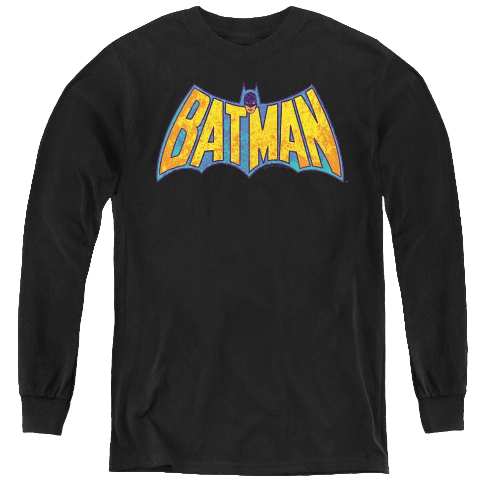 Dc Batman Batman Neon Distress Logo - Youth Long Sleeve T-Shirt