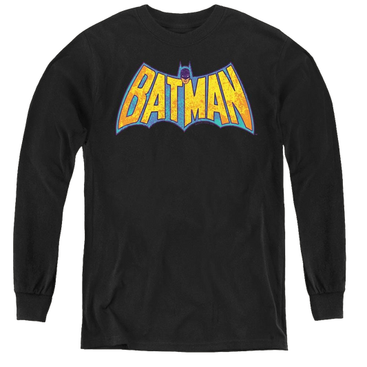 Dc Batman Batman Neon Distress Logo - Youth Long Sleeve T-Shirt