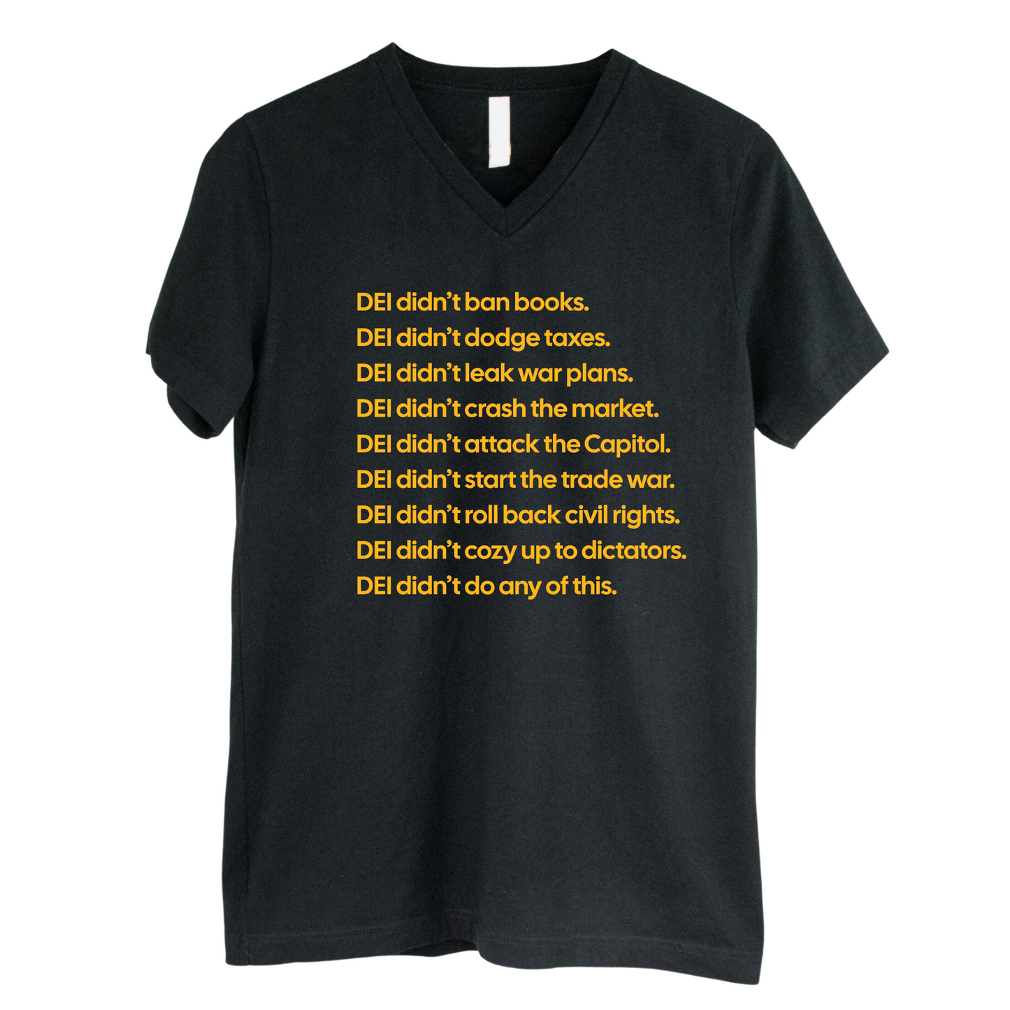 DEI DidnÃ¢â‚¬â„¢t Do Any of This *BLACK V-NECK* Unisex Tee