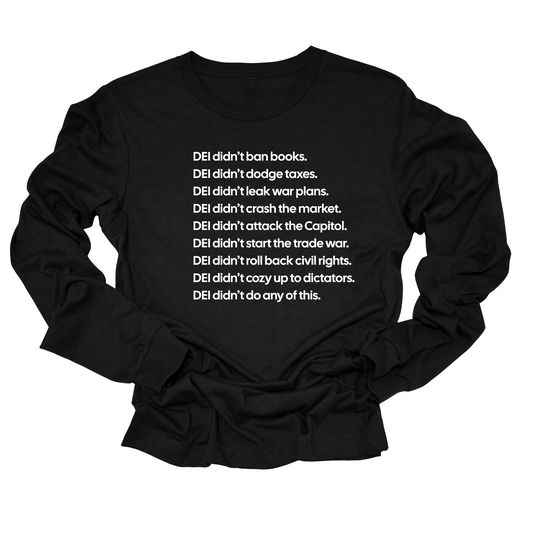 DEI DidnÃ¢â‚¬â„¢t Do Any of This Long Sleeved Unisex Tee