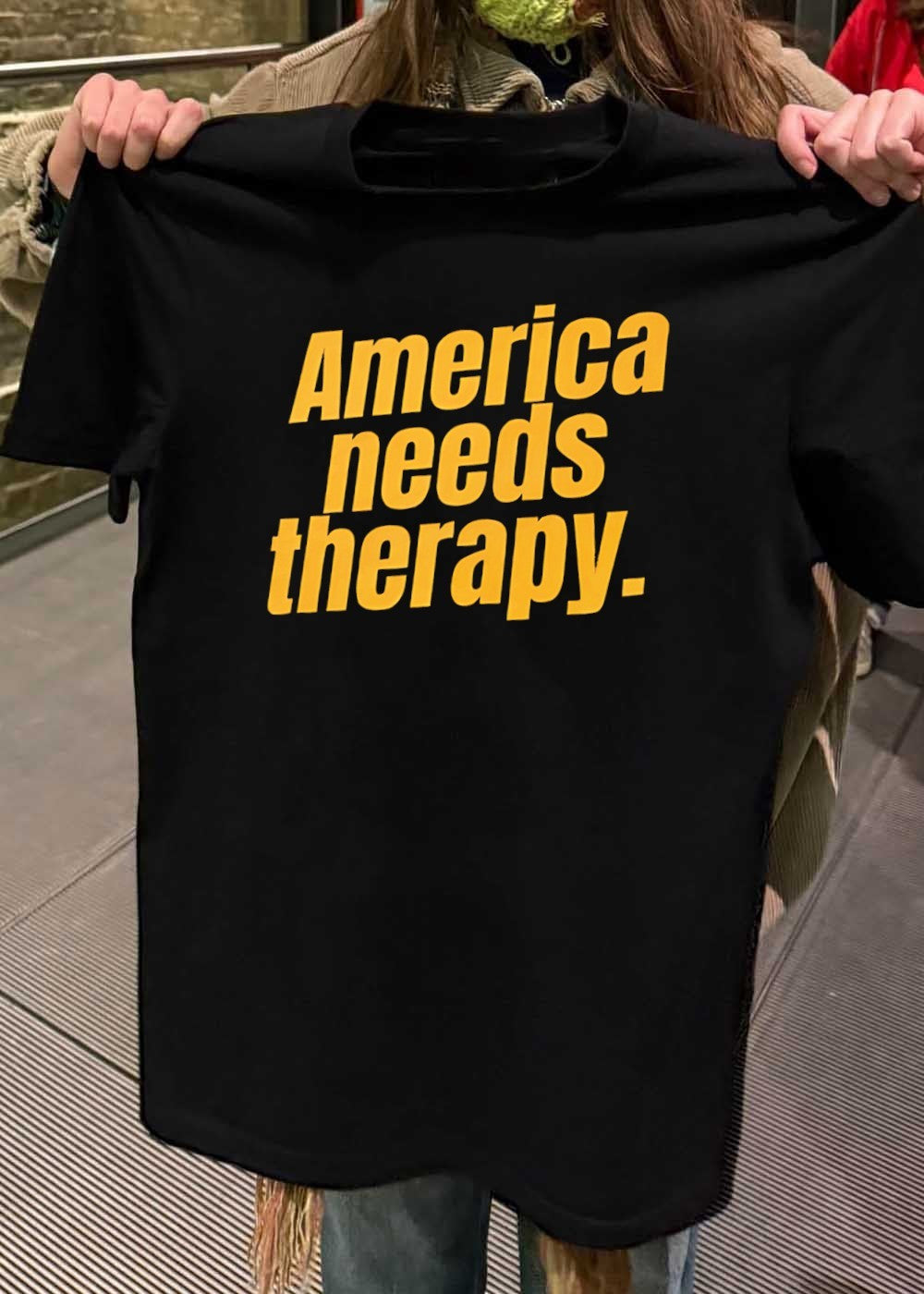 America Needs Therapy Brown T-Shirt