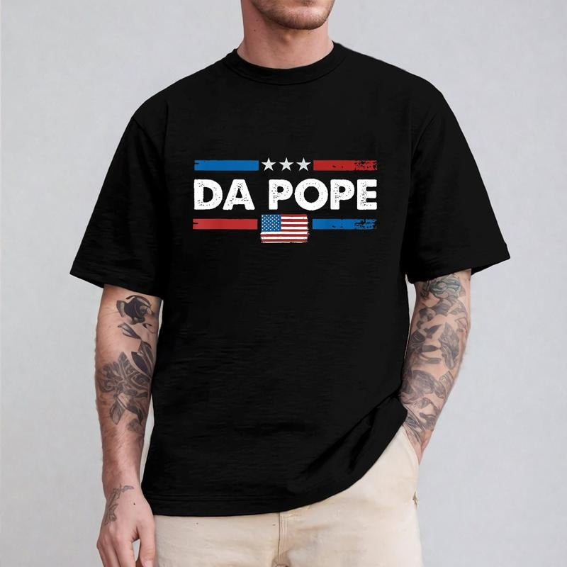 Da Pope From America Chicago Pope Leo XIV Provost T-Shirt, Graphic Tees for Men Women Cotton Fabric Crew Neck Short...