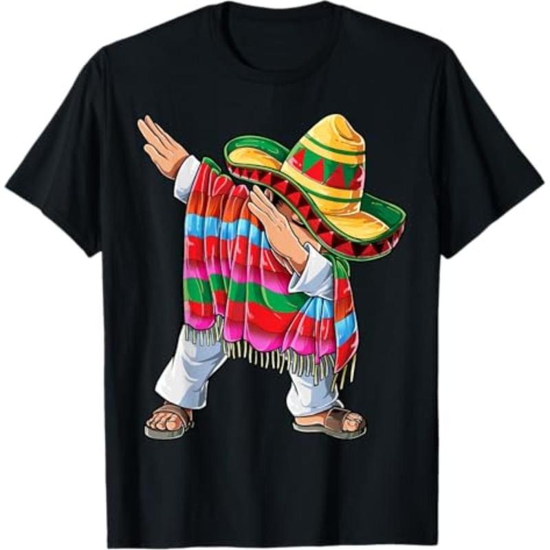 Dabbing Mexican Poncho Cinco de Mayo Boys Men Short Sleeve Sombrero Dab T-Shirt Hoodie, Sweatshirt | UrbanDripWear.com