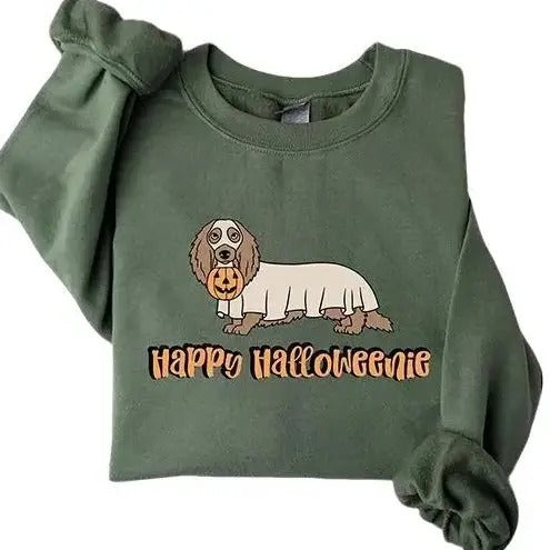Dachshund Ghost Sweatshirt, Halloween Dog Sweater, Spooky Season Crewneck, Dog Lover Gift Fall T-Shirt Hoodie