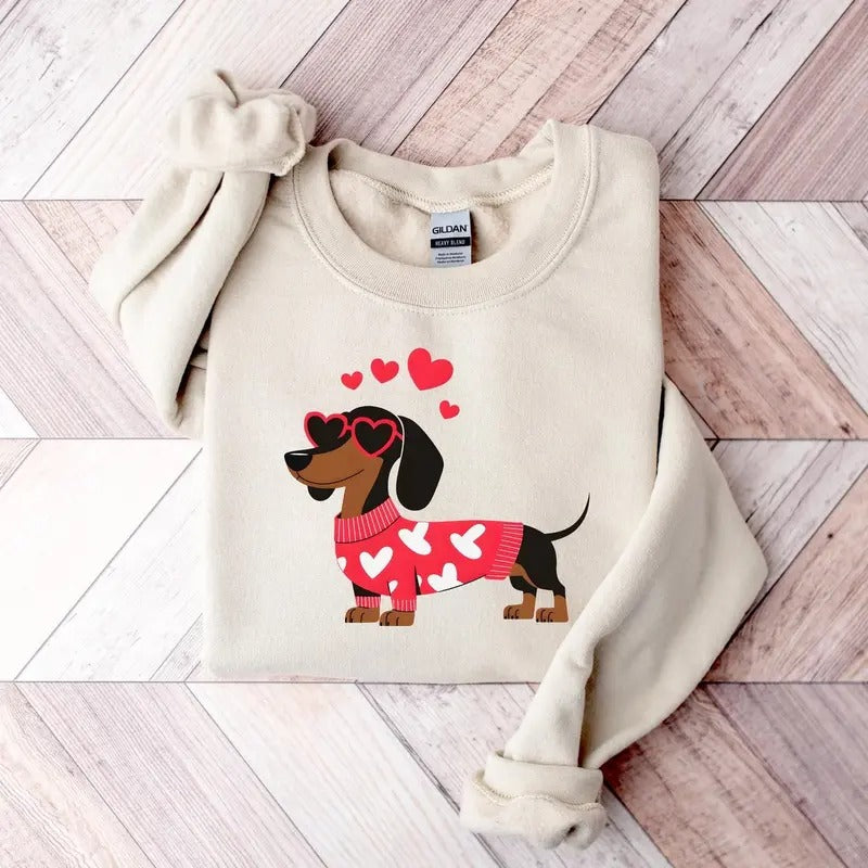 Dachshund Valentines Day Sweatshirt, doxie shirt, dachshund mom, dachshund gift Hoodie | UrbanDripWear.com