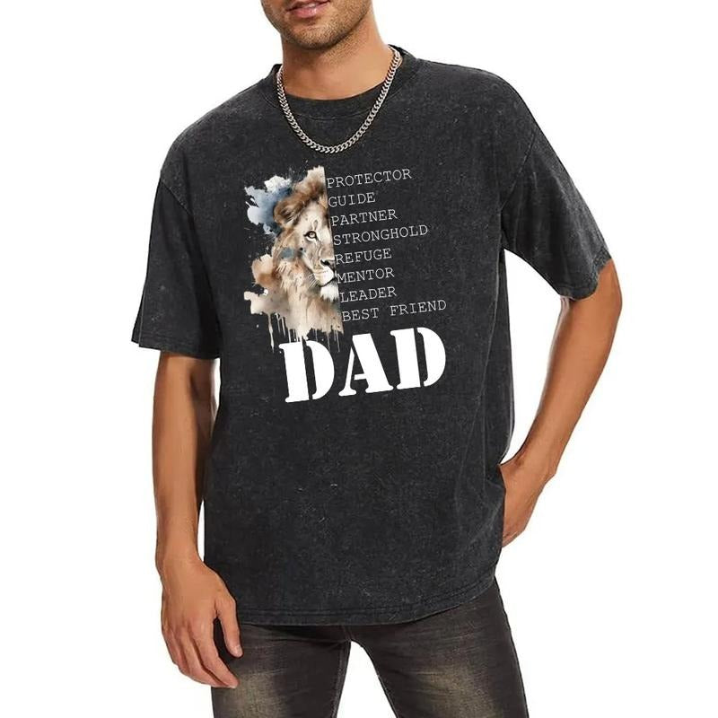 Dad And Lion Christian T-Shirt - Comfort Colors Casual Streetstyle Crew Neck Short Sleeve T-Shirt Trendy Tops for Women...