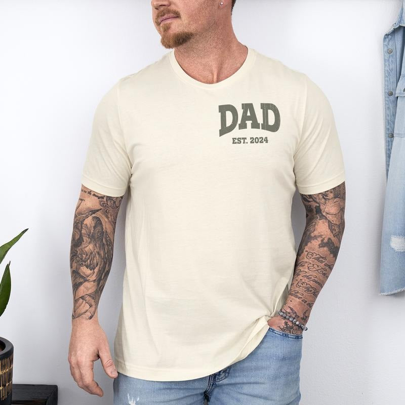 Dad Est 2024 Tshirt, Personalized Dad Shirt, Custom Dad, Pregnancy Announcement for Dad, Gift for Dad, Father's Day...