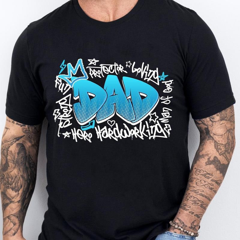 Dad Graffiti Shirt for Men Hero Dad Life Man of God Father's Day Gift Unisex Premium 100% Cotton Hoodie, Sweatshirt