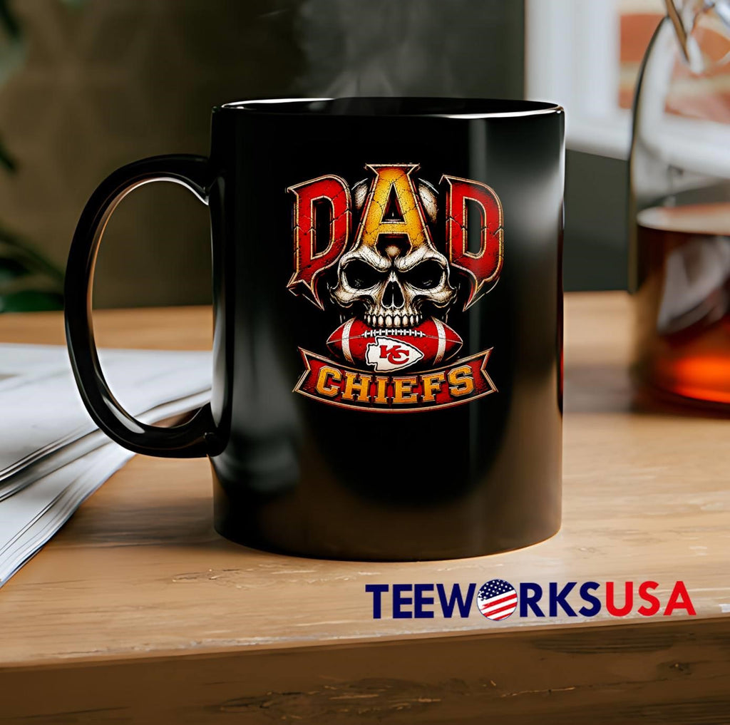 Dad Skull Holding Football Kansas City Chiefs T-Shirt