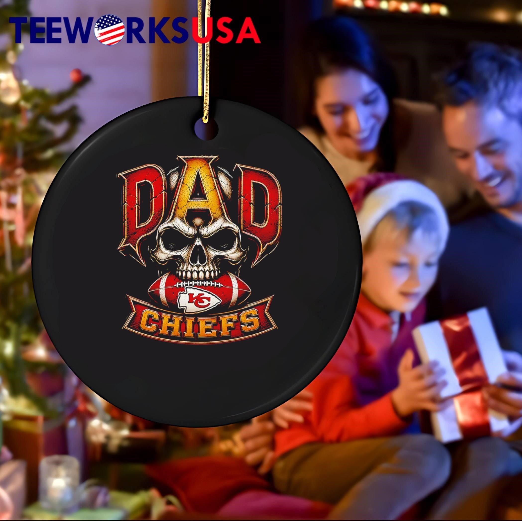 Dad Skull Holding Football Kansas City Chiefs T-Shirt