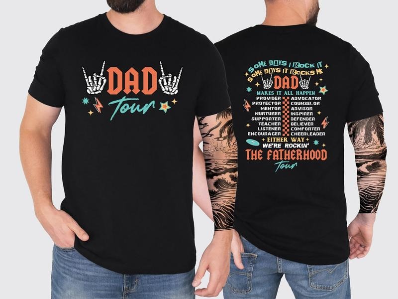 Dad Tour Tee Shirt, The Fatherhood Some Days I Rock T-Shirt, Skeleton Hand Dad Sweatshirt, Cool Dad Sweater, Funny Dad...