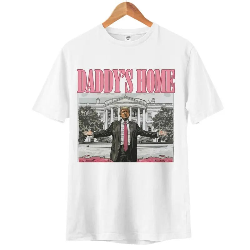 Daddy's Home T-Shirt, Retro Crewneck, For Xmas, Cotton, Womenswear Tops Tops Menswear Hoodie, Sweatshirt | UrbanDripWear.com