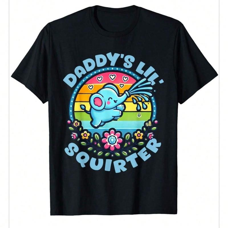 Daddy's Lil' Squirter Inappropriate Funny Embarrassing Women T-Shirt, Oversized Short Sleeve Classic Heavy Cotton T Shirt...