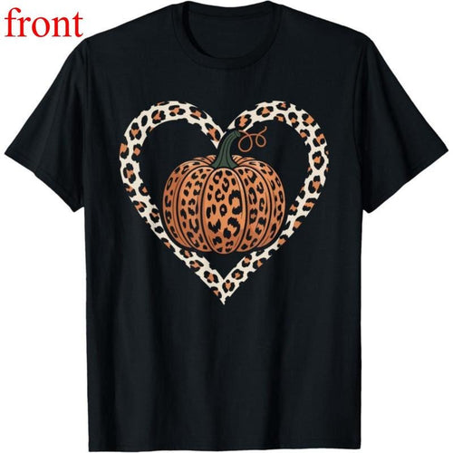 1 Piece Thanksgiving T-Shirt, Leopard Pumpkin Print, Unisex, For Thanksgiving Family Gatherings/Daily Wear, Leopard...