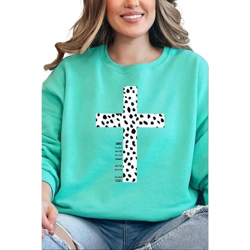 Dalmatian Cross He Is Risen Unisex NuBlend Crew Sweatshirt T-Shirts, Hoodie | UrbanDripWear.com