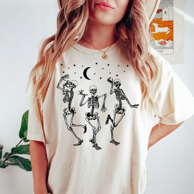 Dancing Skeleton Shirt, Halloween Shirt, Skull Halloween Shirt, Womens Halloween Shirt, Fall Graphic Tee, Skeleton Tee...