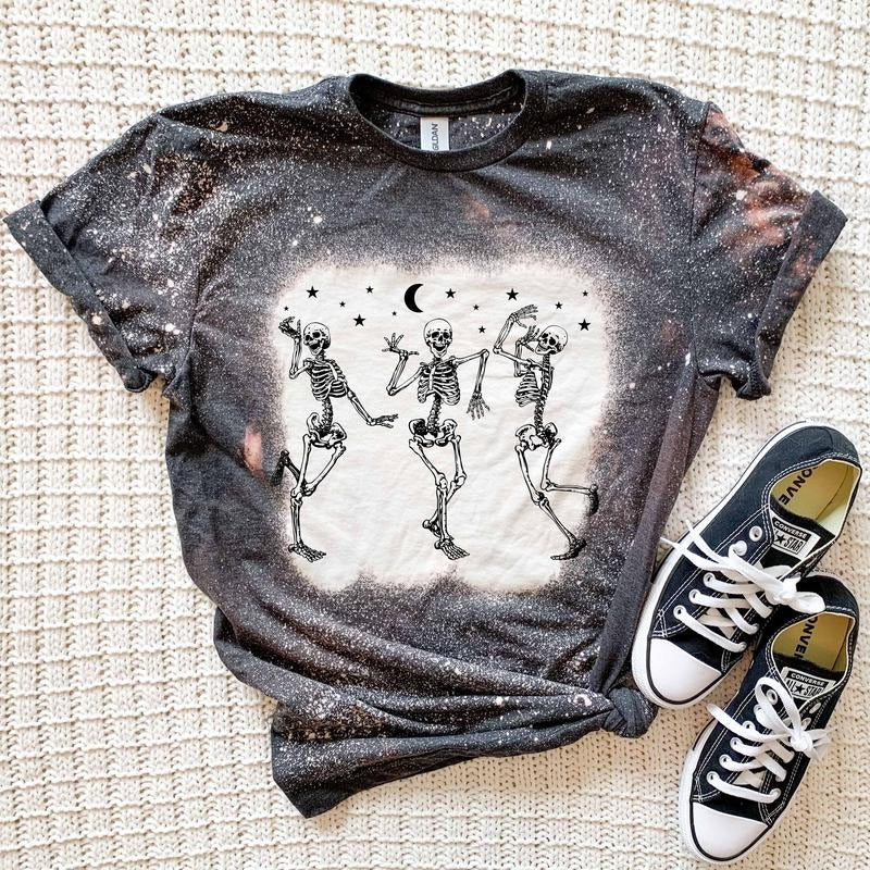 Dancing Skeletons Bleached t-Shirt Hoodie, Sweatshirt | UrbanDripWear.com