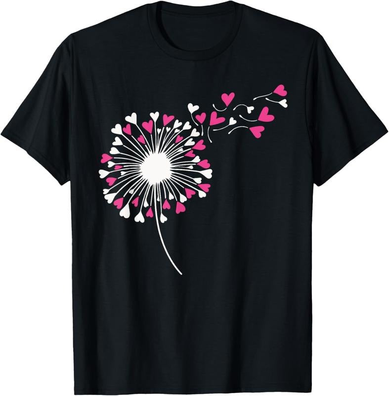 Dandelion Heart Valentine Day Wildflower Tee Couple Him Her T-Shirt Streetwear Casual Hoodie, Sweatshirt | UrbanDripWear.com