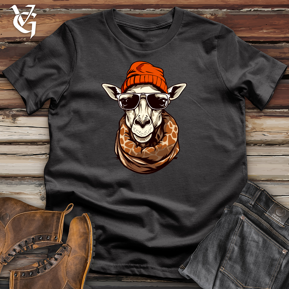 Vintage Giraffe Wearing Beanie Cotton Tee