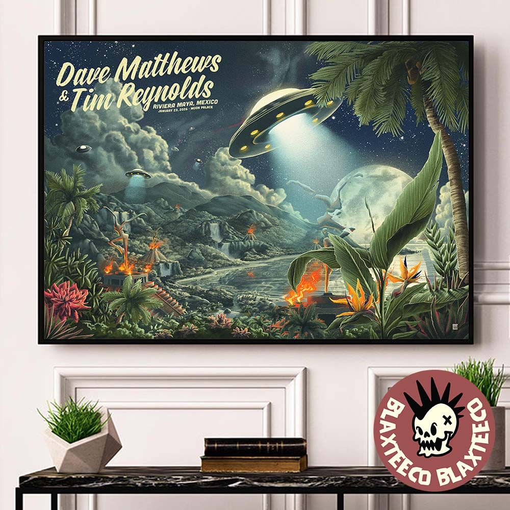 Dave Matthews Band And Tim Reynolds Riviera Maya Mexico 2026 Night 3 Event Poster At Moon Palace On January 23 2026 Poster Canvas