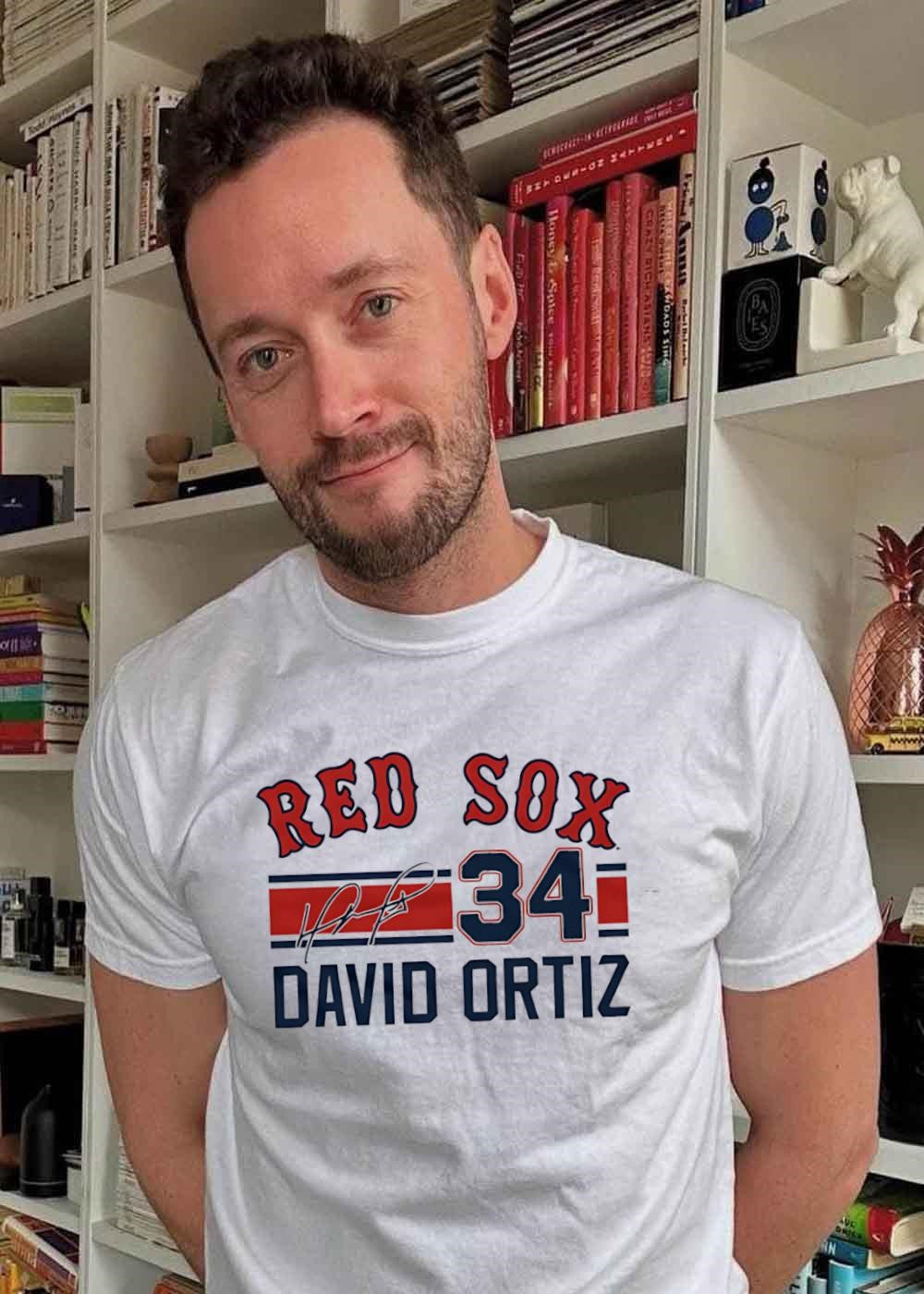 David Ortiz Signed 34 Red Sox T-Shirt