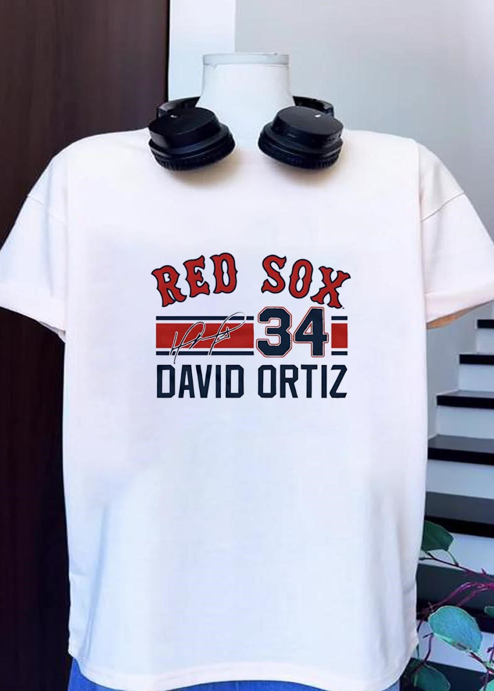 David Ortiz Signed 34 Red Sox T-Shirt