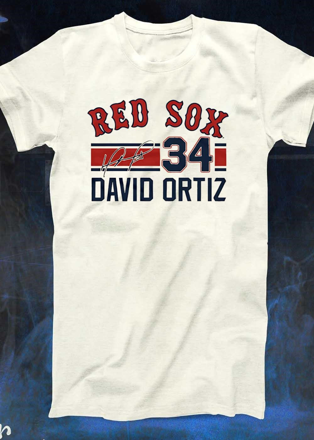 David Ortiz Signed 34 Red Sox T-Shirt