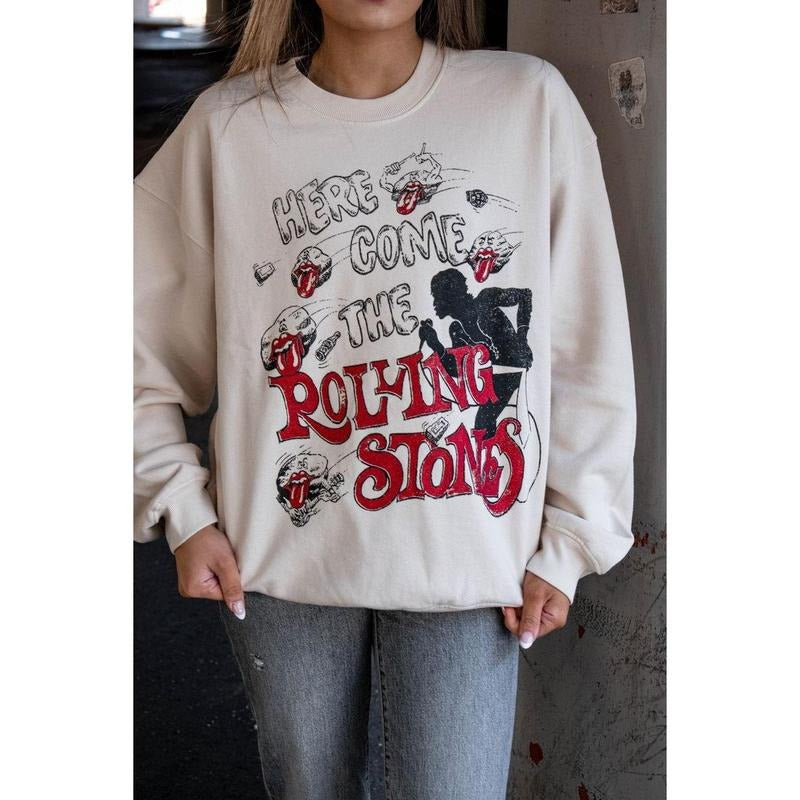 Daydreamer Here Comes the Stones Sweatshirt - M Dirty White T-Shirts, Hoodie | UrbanDripWear.com