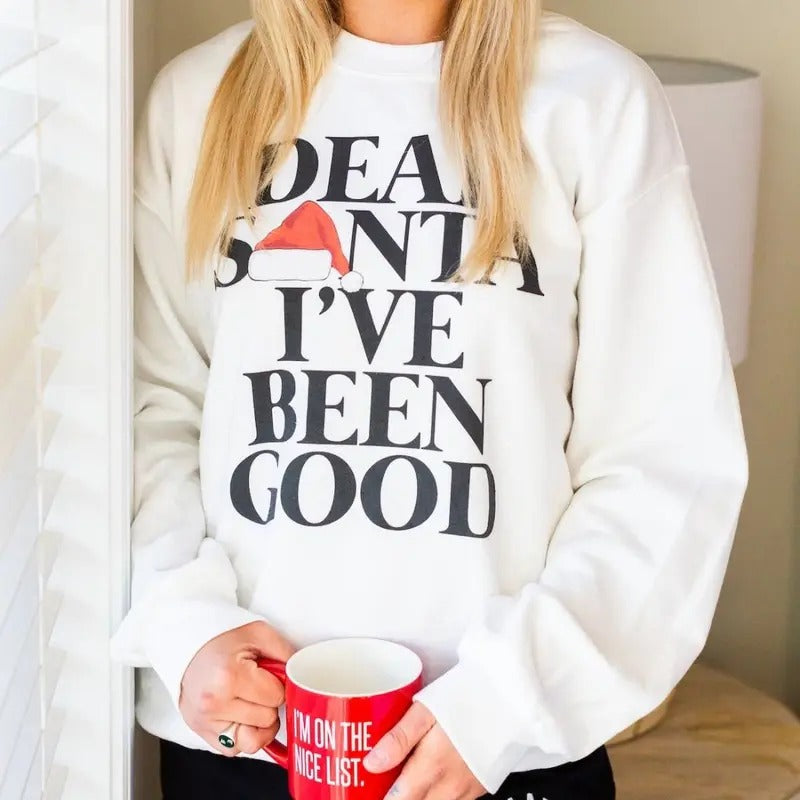 'Dear Santa' Sweatshirt, Christmas Cozy Cute Crewneck T-Shirts, Hoodie | UrbanDripWear.com