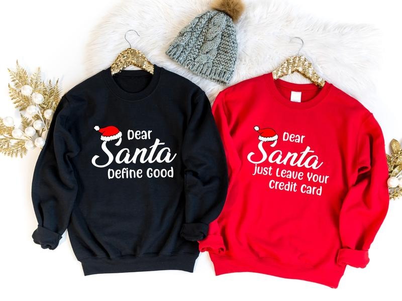 Dear Santa Group Sweatshirt, Matching Family Christmas Party Sweater, Friends X-mas Group Hoodie, Unisex Christmas...