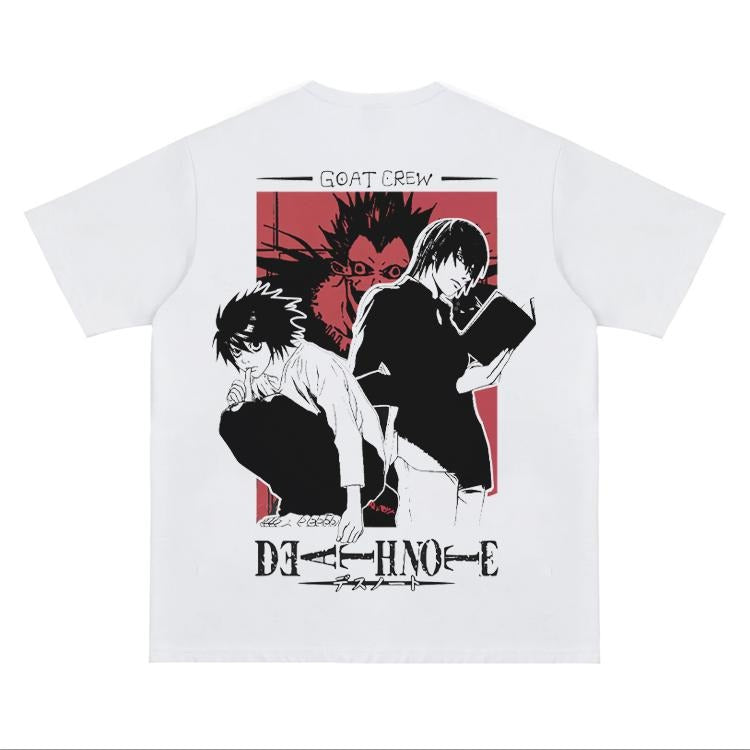 Death Note "Light & L" Heavyweight Vintage Tee 100% Cotton OVERSIZED Anime T-shirt Menswear Top Crew Necks Tshirt Casual...