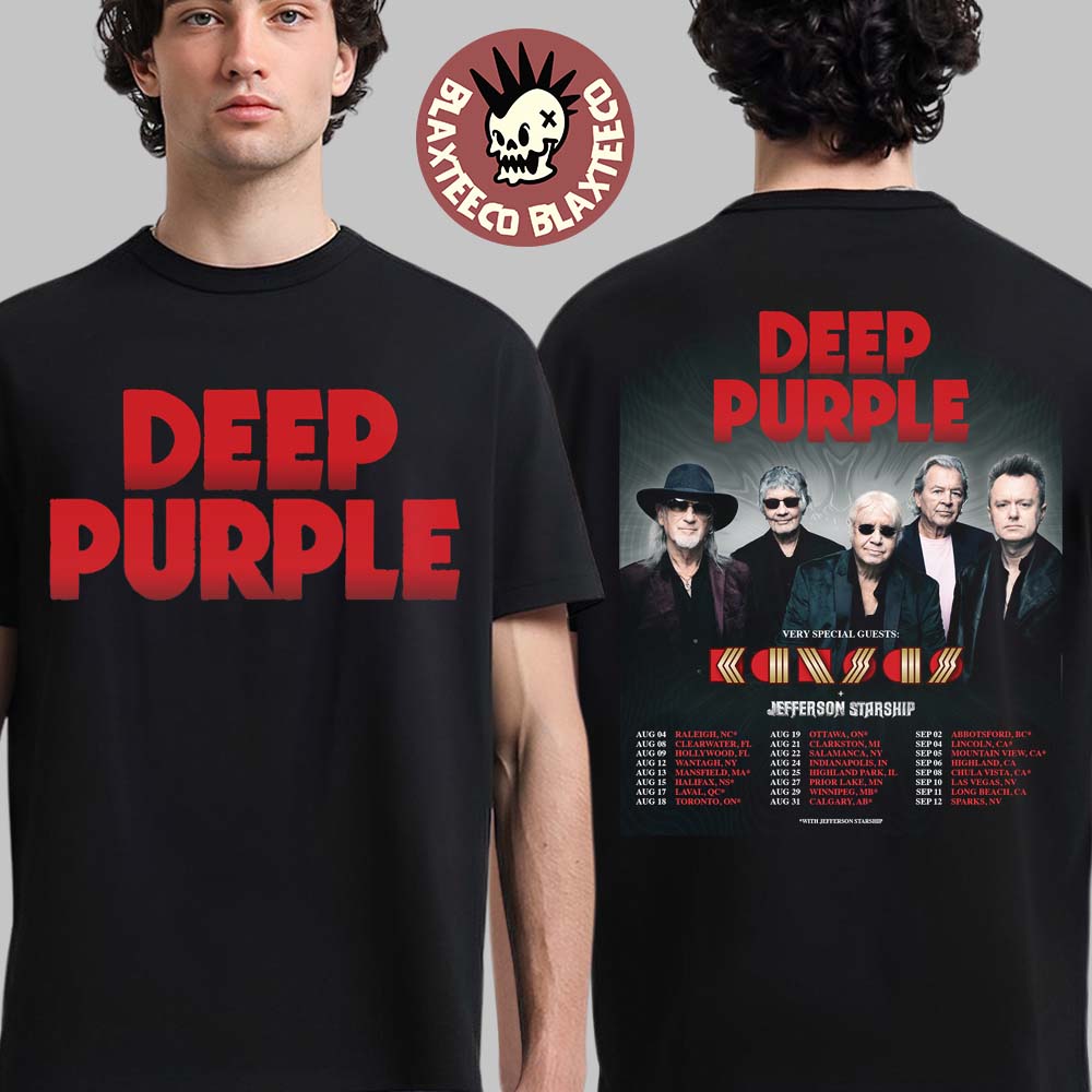 Deep Purple Summer North America Tour 2026 Schedule Dates Two Sided T-Shirt
