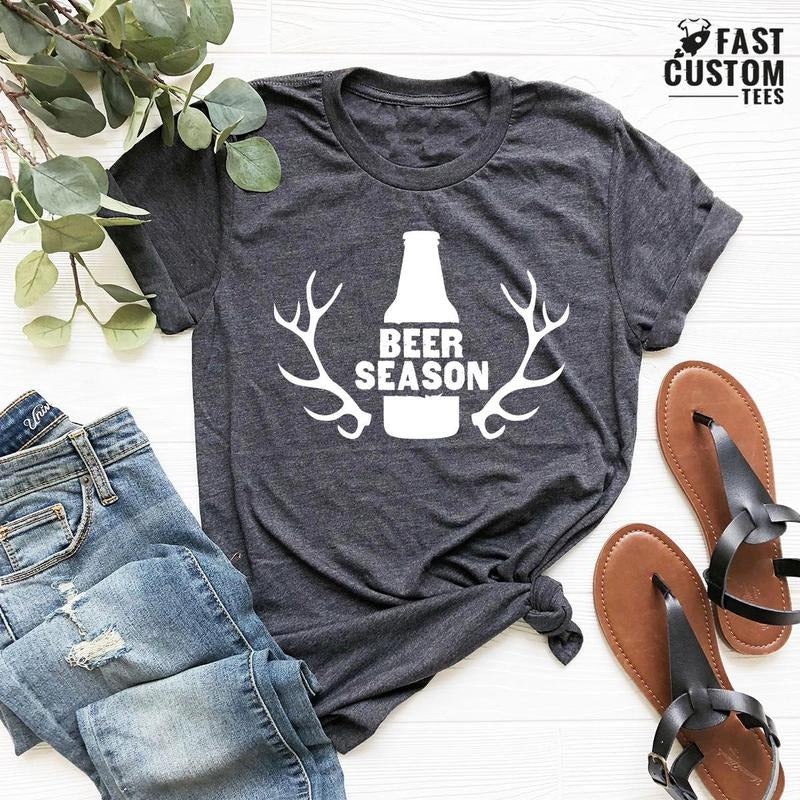 Deer Hunting Shirt Beer Season With Deer Antlers Shirt Beer Season Shirt Beer Shirt Funny Hunting And Drinking Shirt...
