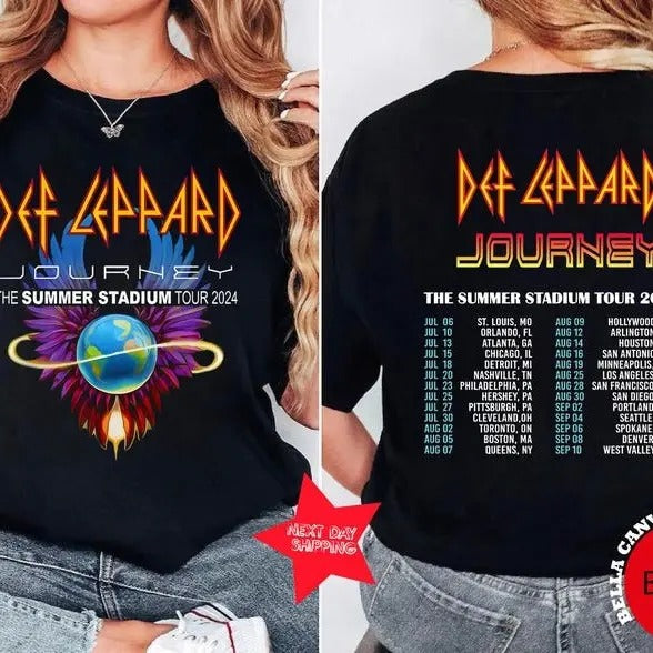 Deff-Leoppard And Journey Summer Stadium Tour 2024 Tshirt, Journey Tour Shirt, Def Shirt, Rock Music, Def Leeoppard And...