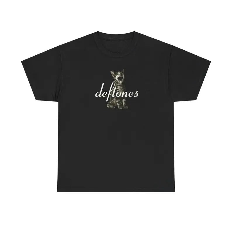 Deftones Kitty Cat Baby Tee, Women's Vintage T-Shirt, Punk Streetwear, Emo Girl Tops, Grunge 2000s, Cat Lover Gift, Gift...