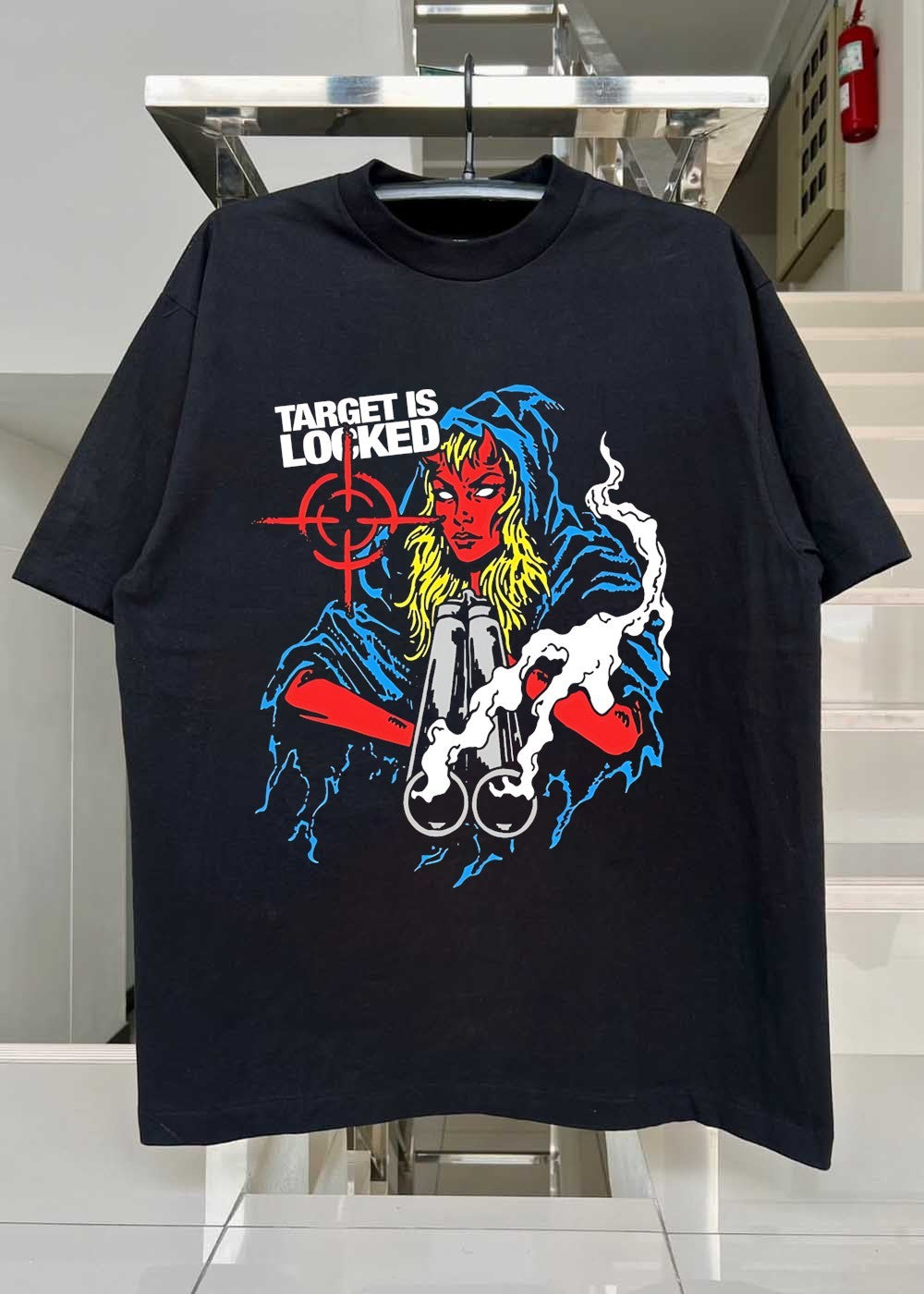 Department Devil Woman Aiming Shotgun Target Is Locked T-Shirt