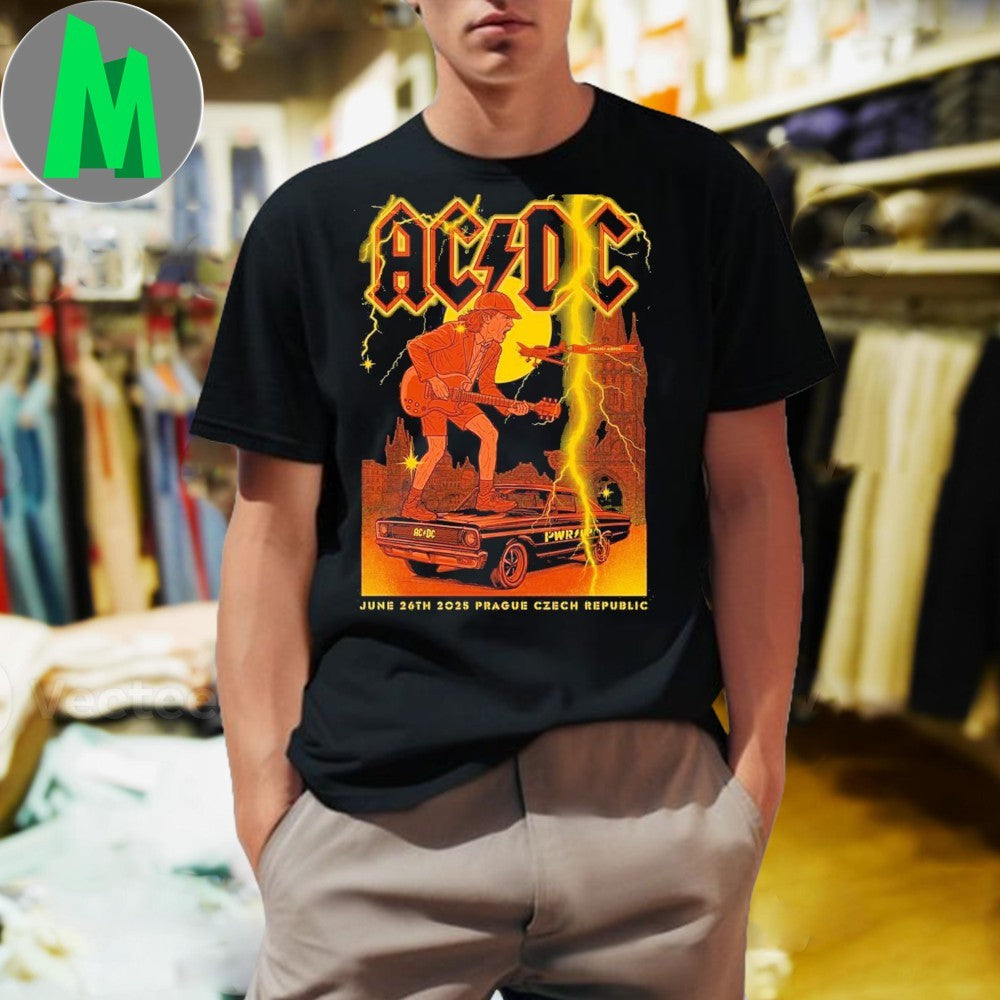 Design ACDC Prague Czech Republic PWR UP Tour 2025 At Airport Letnany On June 26th Shirt