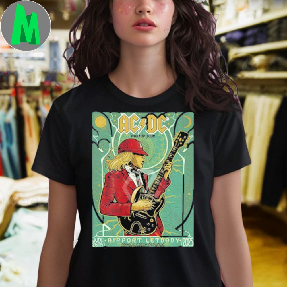 Design ACDC Pwr Up Tour 2025 Poster In Prague Czech Republic On June 26 2025 At Airport Letnany Shirt