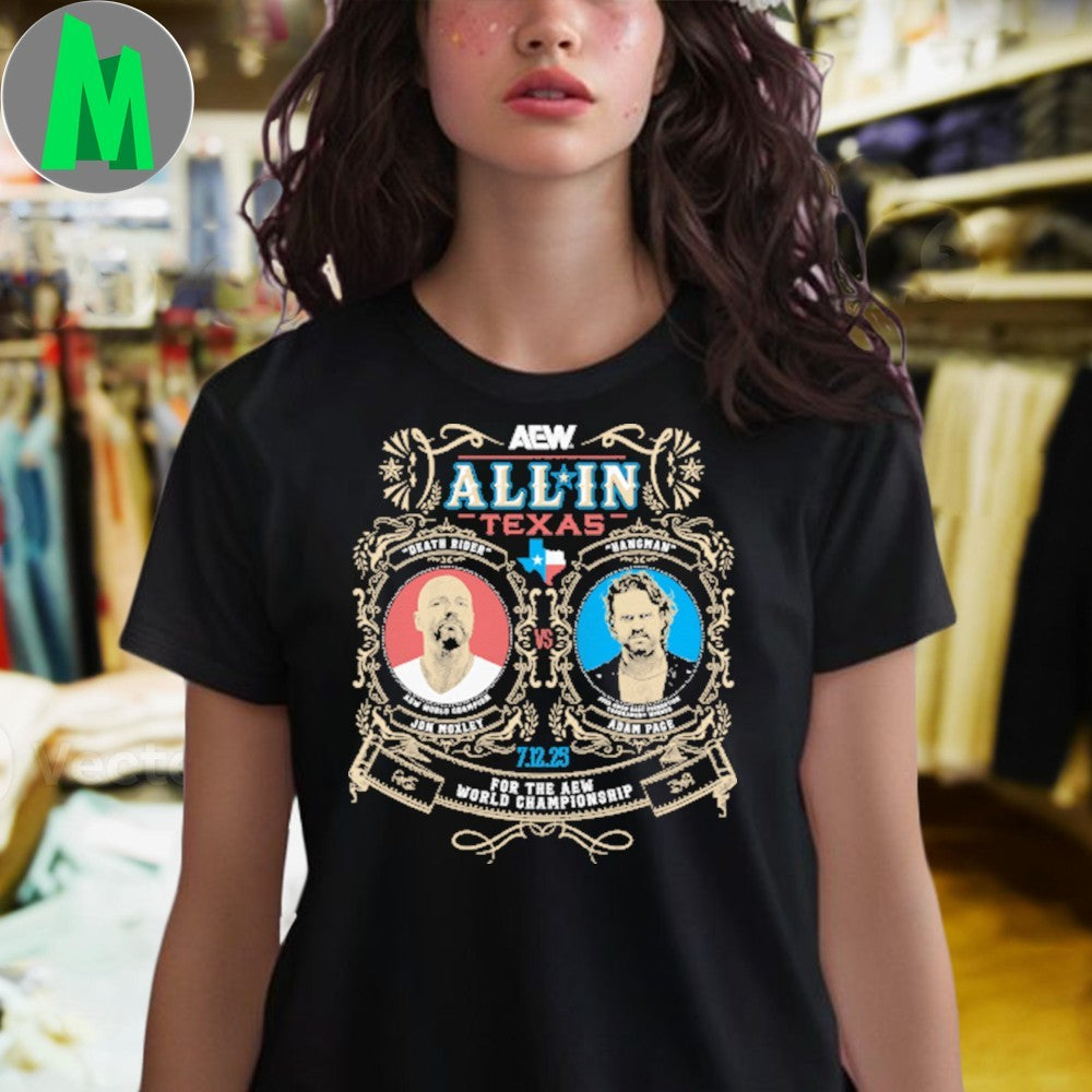 Design AEW ALL IN 2025 Matchup Jon Moxley vs Hangman Adam Page Comfort Colors Soft Heavyweight Shirt