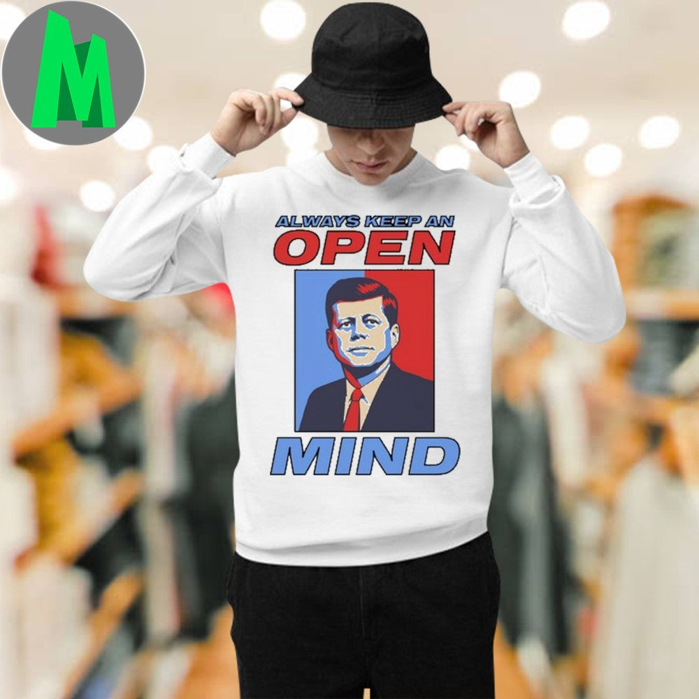 Design Always Keep An Open Mind JFK Pop Art Graphic T-Shirt