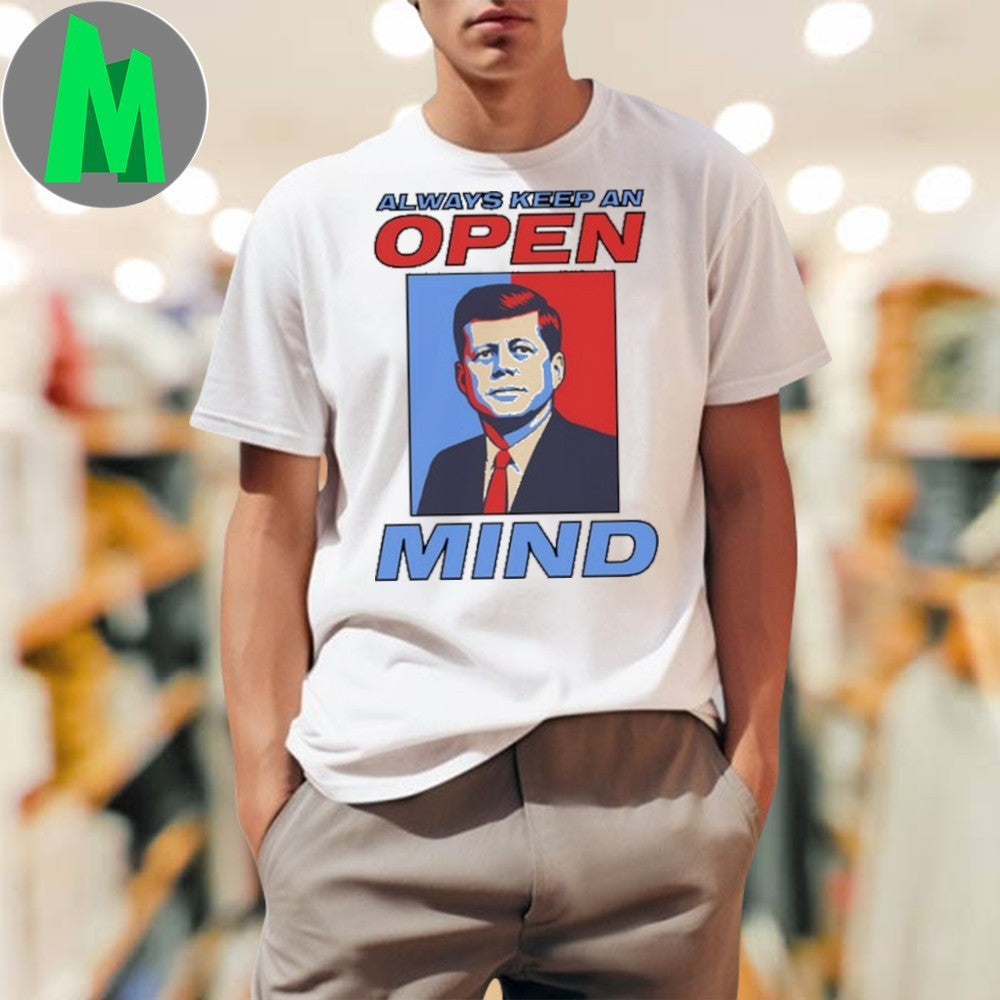 Design Always Keep An Open Mind JFK Pop Art Graphic T-Shirt