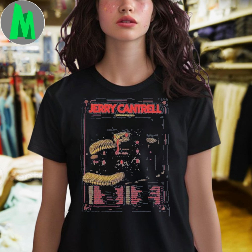 Design Black Jerry Cantrell European Tour 2025 Gig Poster Tour Dates Serpent On The Castle Art Shirt