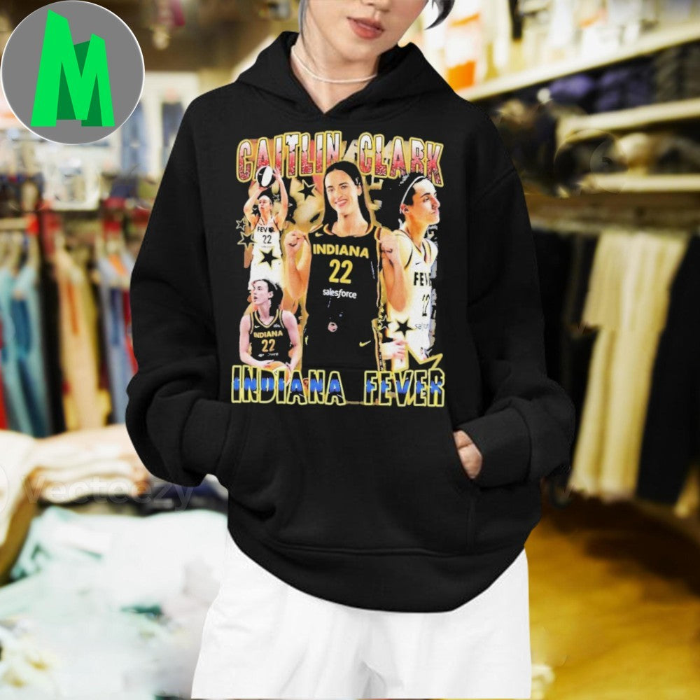 Design Caitlin Clark Indiana Fever Vintage 90s Bootleg Style Graphic T-Shirt