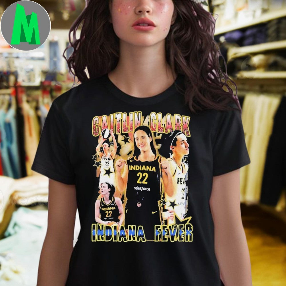 Design Caitlin Clark Indiana Fever Vintage 90s Bootleg Style Graphic T-Shirt