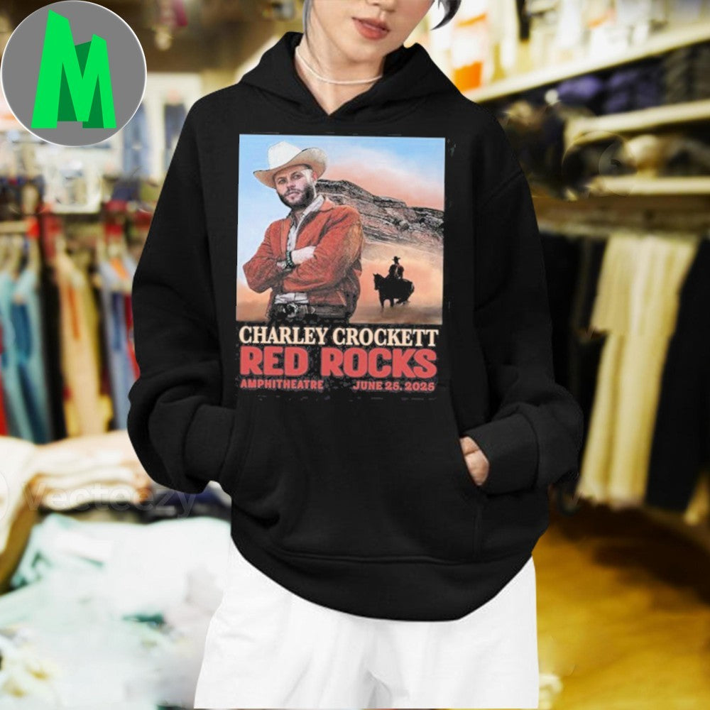 Design Charley Crockett Red Rocks Amphitheatre June 25, 2025 Concert T-Shirt
