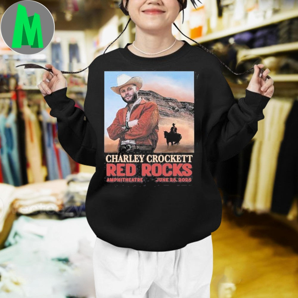 Design Charley Crockett Red Rocks Amphitheatre June 25, 2025 Concert T-Shirt