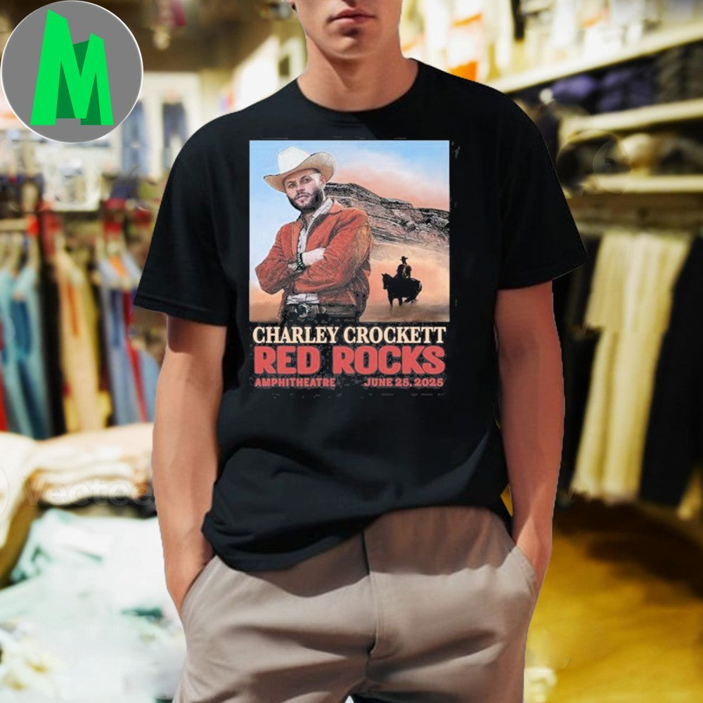 Design Charley Crockett Red Rocks Amphitheatre June 25, 2025 Concert T-Shirt