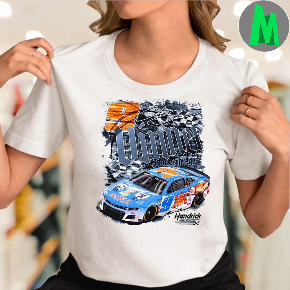 Design Chase Elliott #9 2025 Atlanta NASCAR Winner Signature T-Shirt